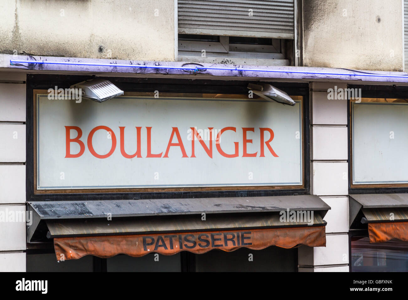 Sign for boulanger, old baker shop in Paris, France, Europe. Stock Photo