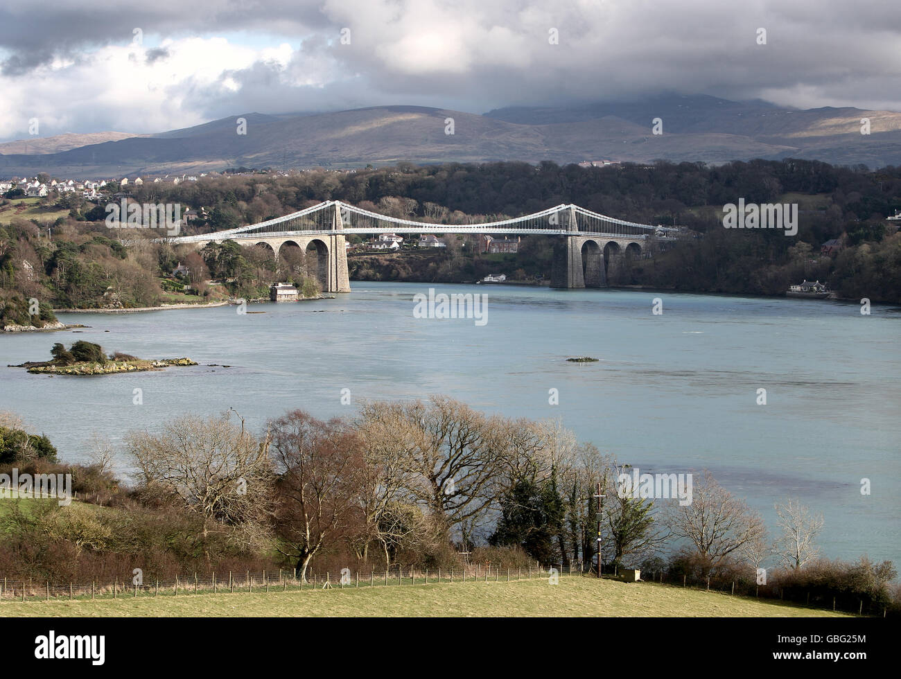 Menai Suspension Bridge Stock Photo Alamy