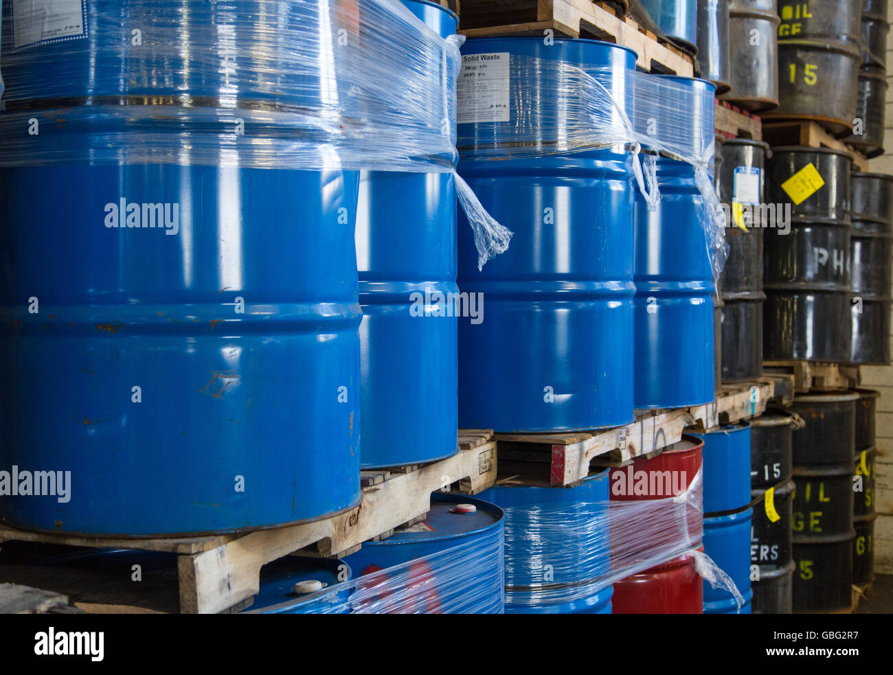 Colorful stacks of oil drums Stock Photo Alamy