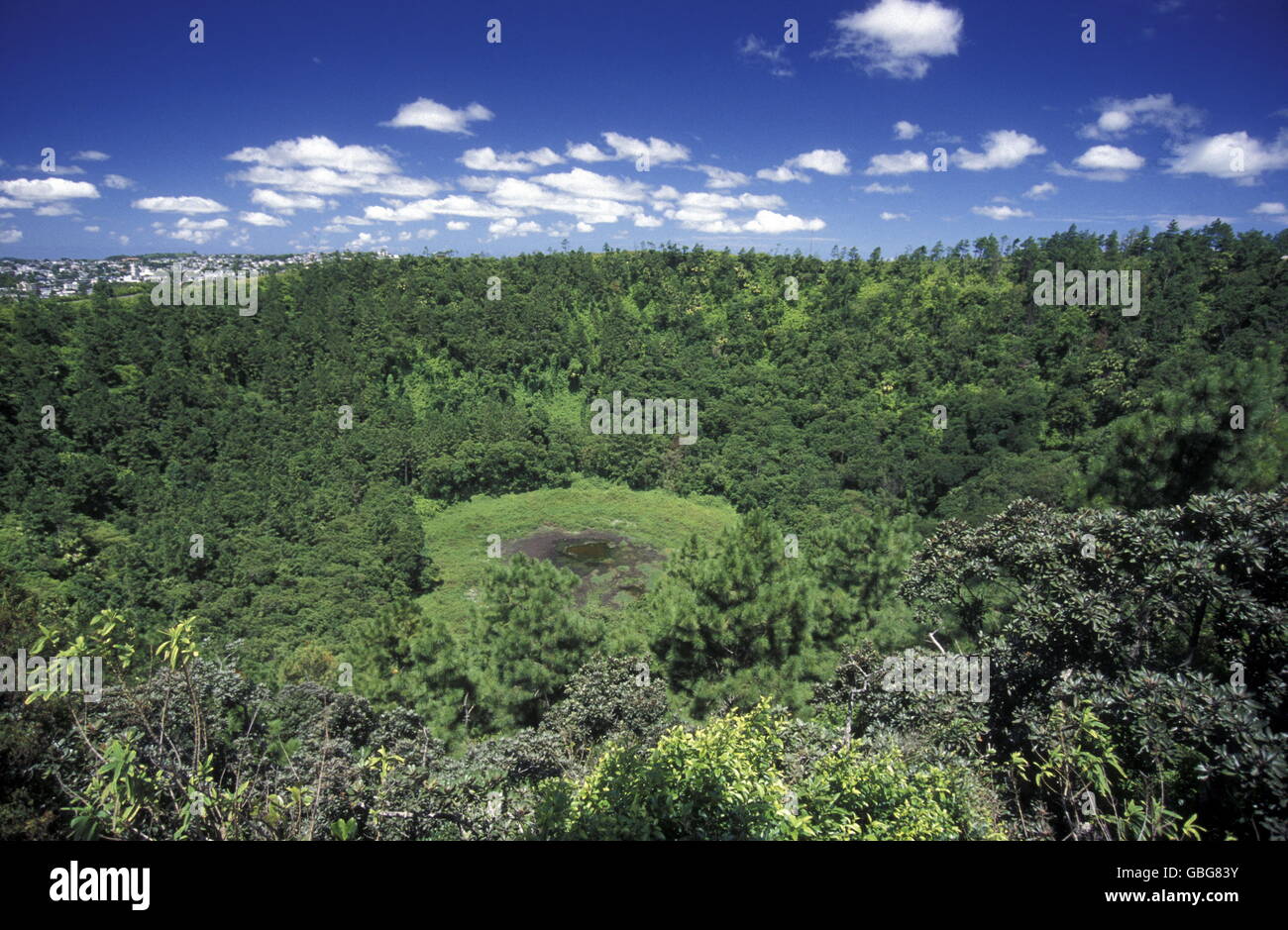 the landscape on the island of Mauritius in the indian ocean Stock ...