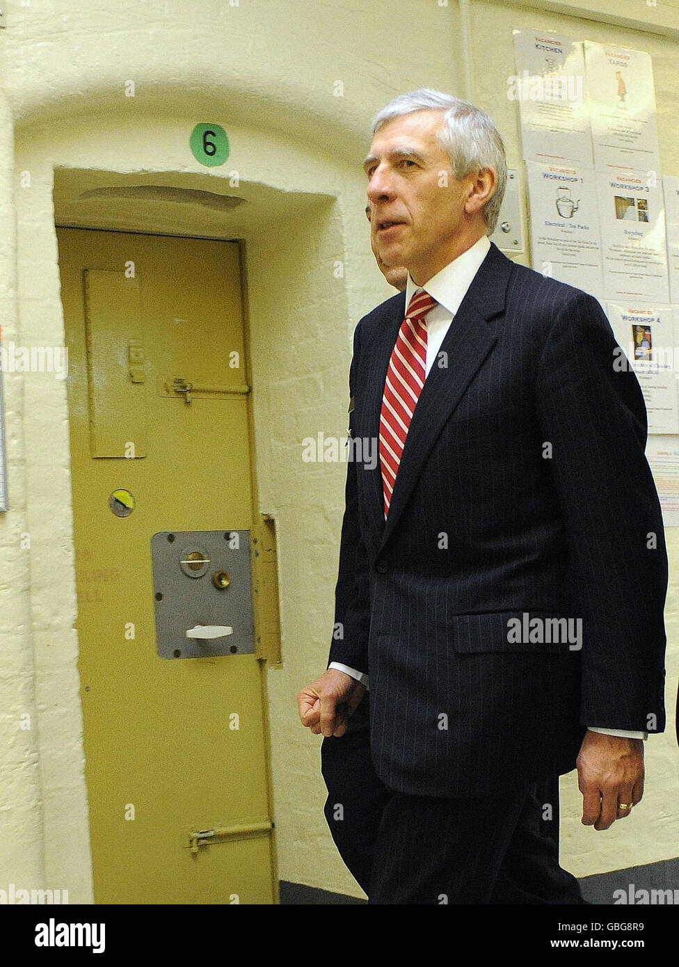 Justice Secretary Jack Straw during a visit to Chelmsford prison in Essex, where he earlier announced the first quarterly knife crime statistical bulletin, published by the Ministry of Justice. Stock Photo