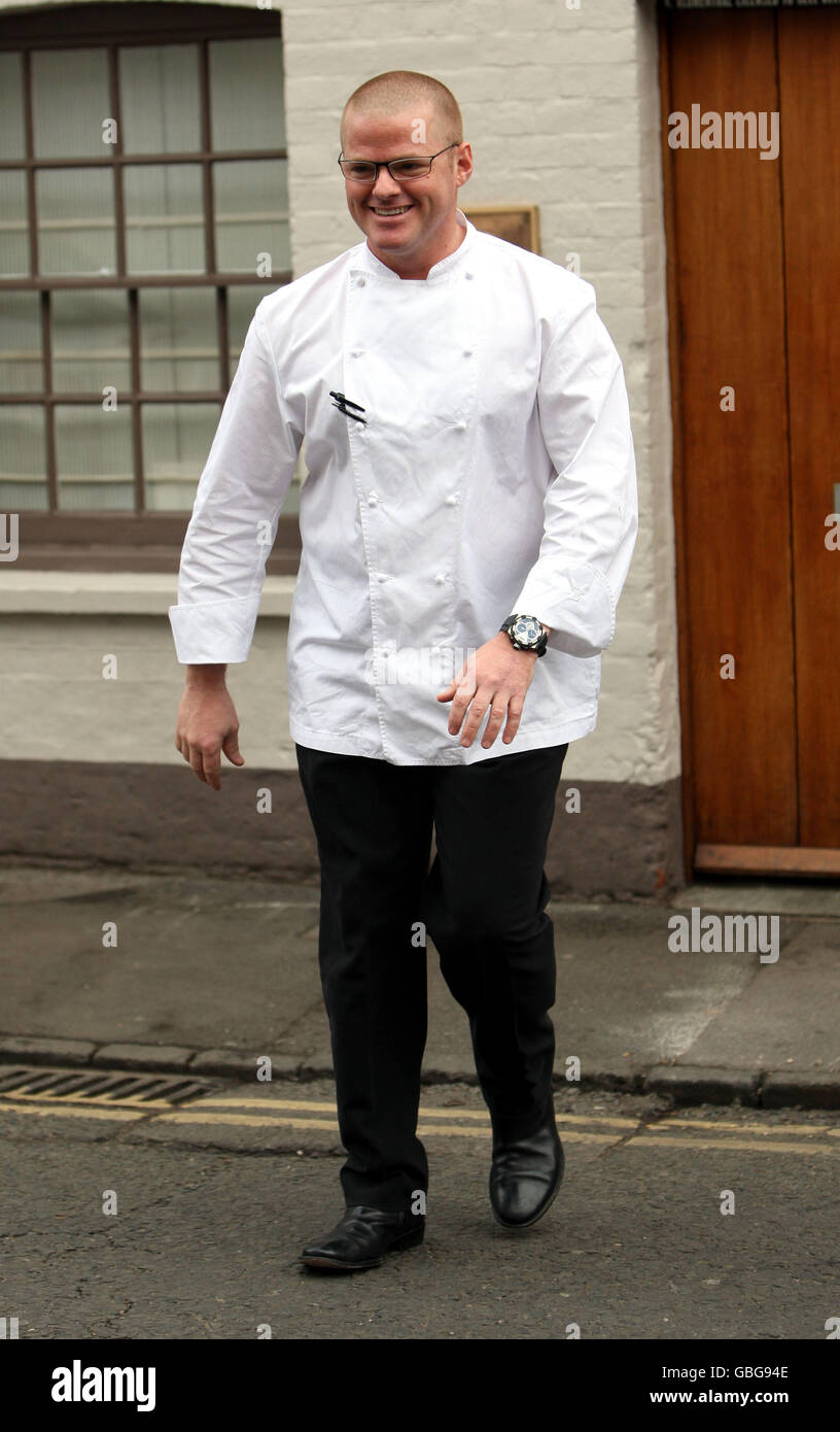 Fat Duck restaurant reopens. Heston Blumenthal outside his Fat Duck