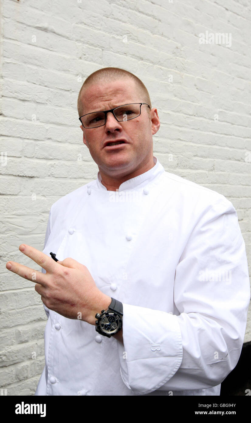 Heston Blumenthal outside his Fat Duck restaurant in Bray, Berkshire
