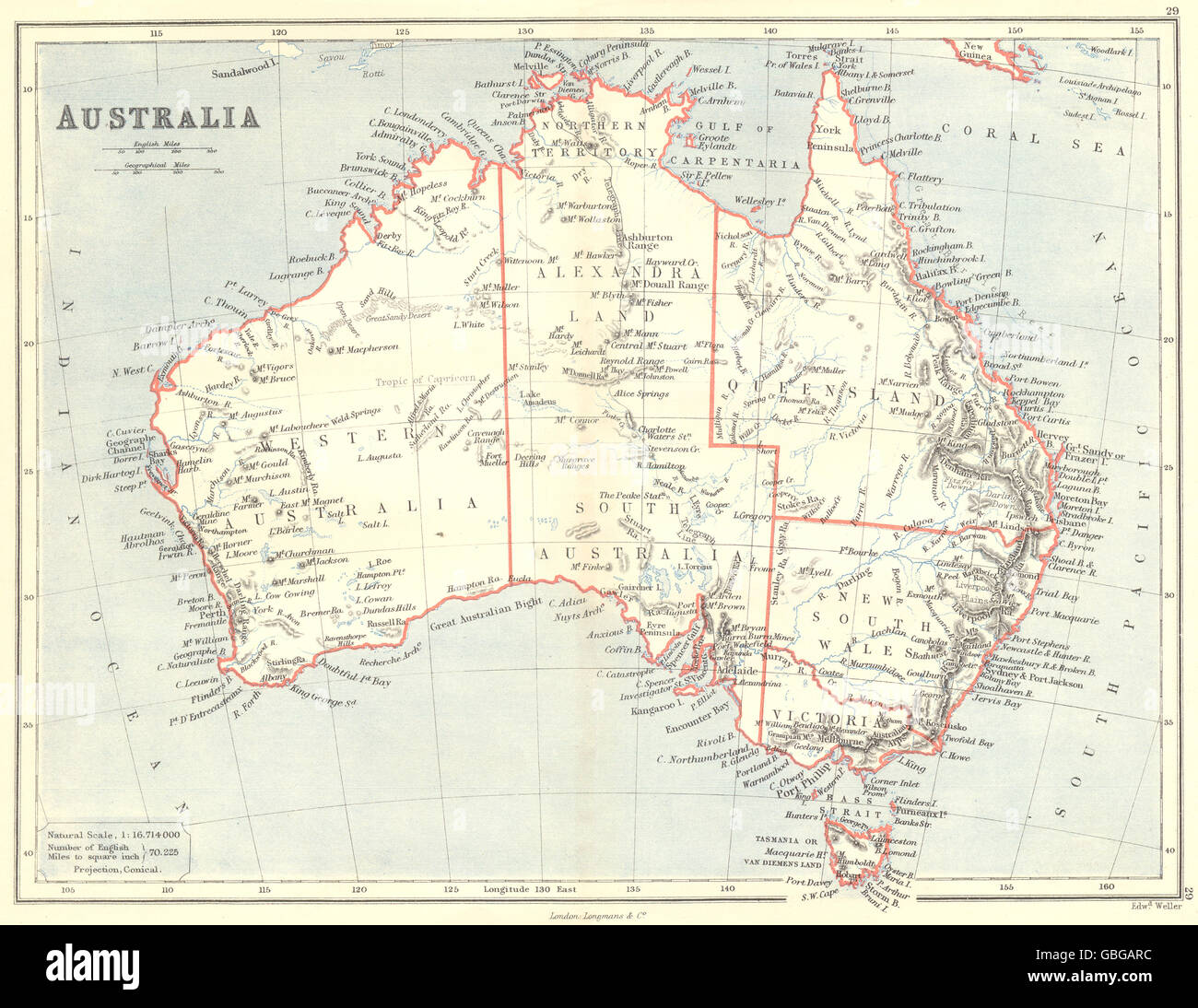 AUSTRALIA: Showing States; Northern Territory as Alexandra Land. BUTLER ...