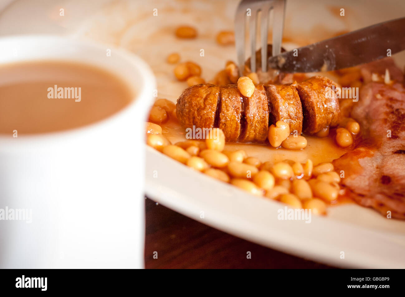 A typical working man's cafe, or Greasy Spoon, breakfast restaurant in southern England. Stock Photo