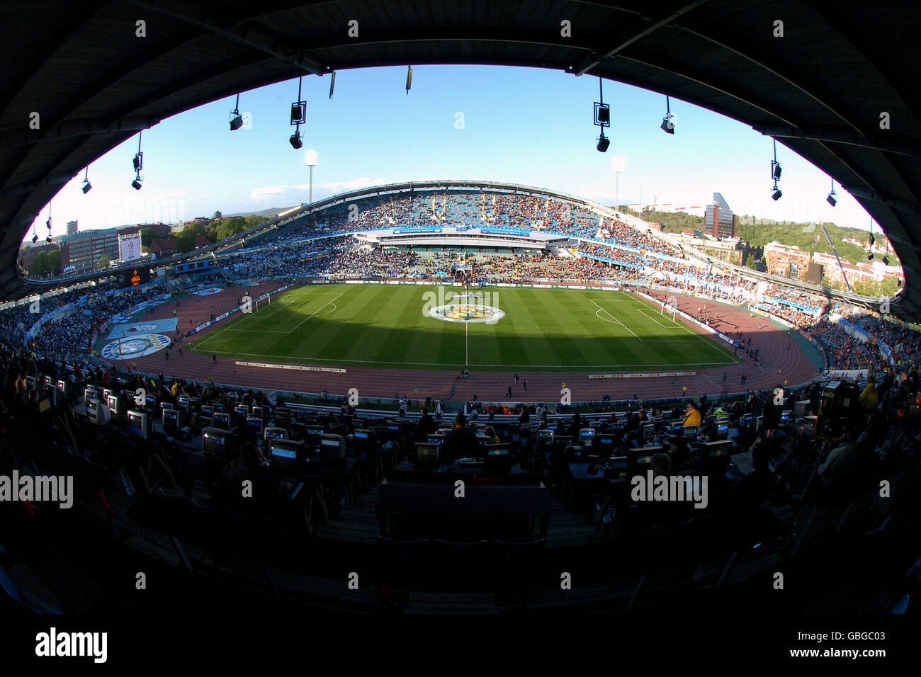 Soccer Uefa Cup Final Valencia V Olympique Marseille General View Of The Ullevi Stadium Gothenburg Stock Photo Alamy