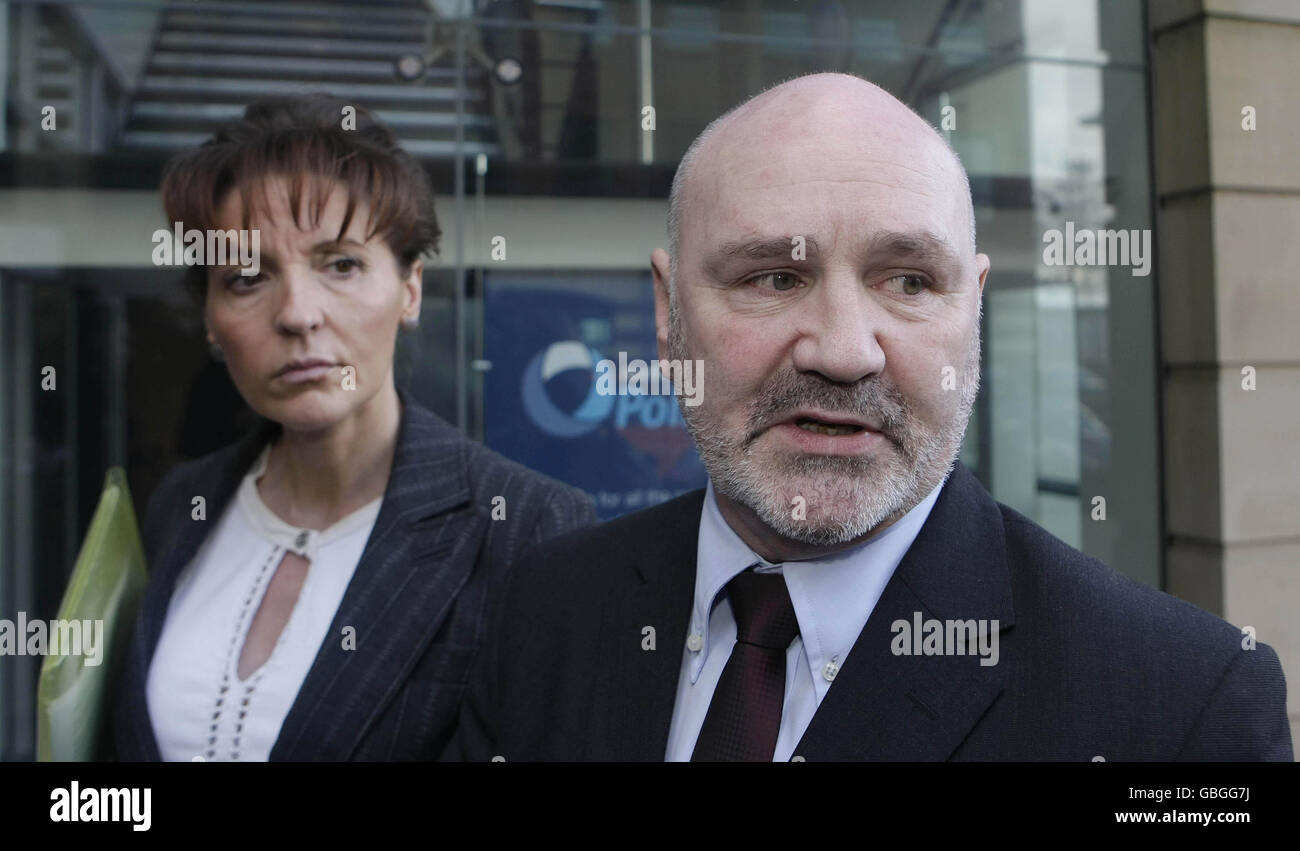 Sinn Fein's Martina Anderson and Alex Maskey arrives for an emergency meeting of Northern Ireland's Policing Board in Belfast following the killing of a police officer in Craigavan last night. Stock Photo