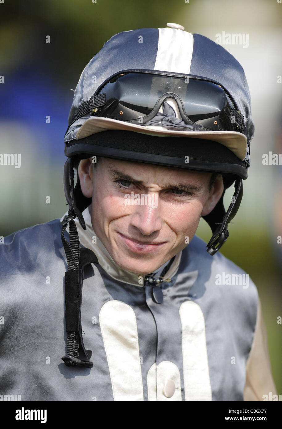 2008 Champion Flat jockey Ryan Moore during the Winter Derby day at Linfield Racecourse. Stock Photo