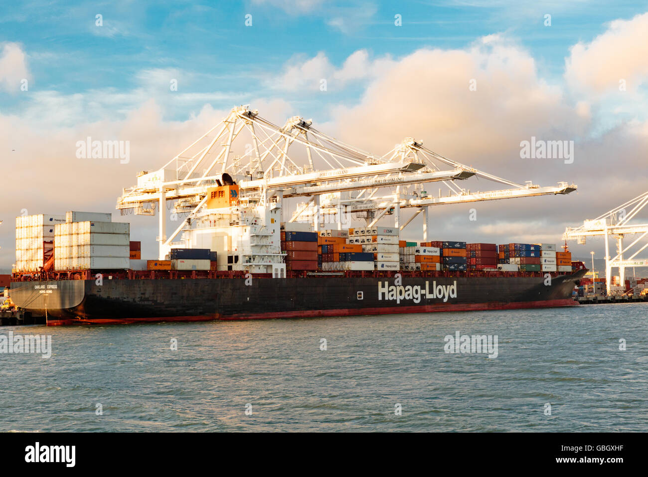 Container ships in San Francisco Bay and the Port of Oakland Stock Photo
