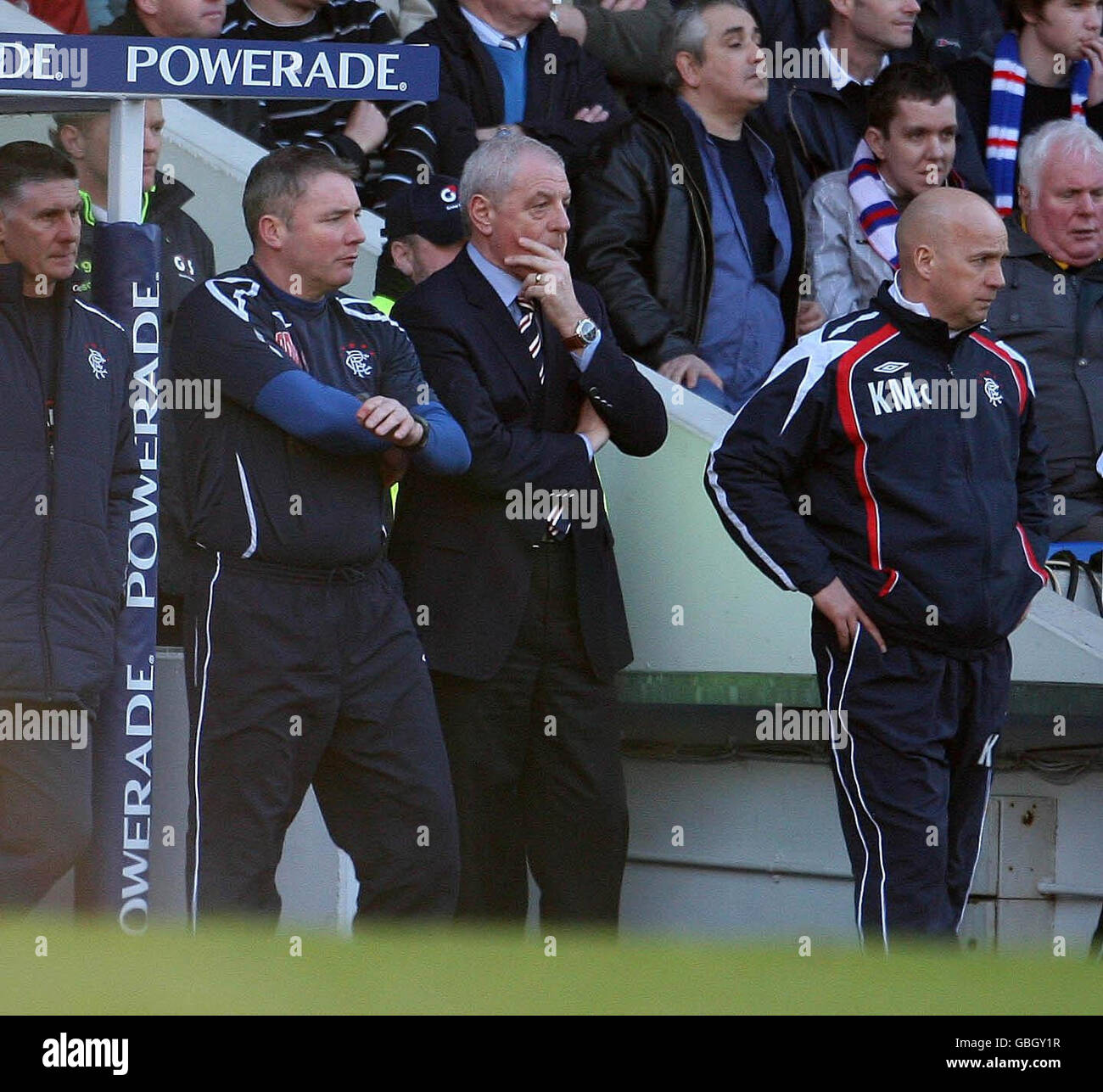 Rangers manager Walter Smith with Ally McCoist and Kenny McDowall watch