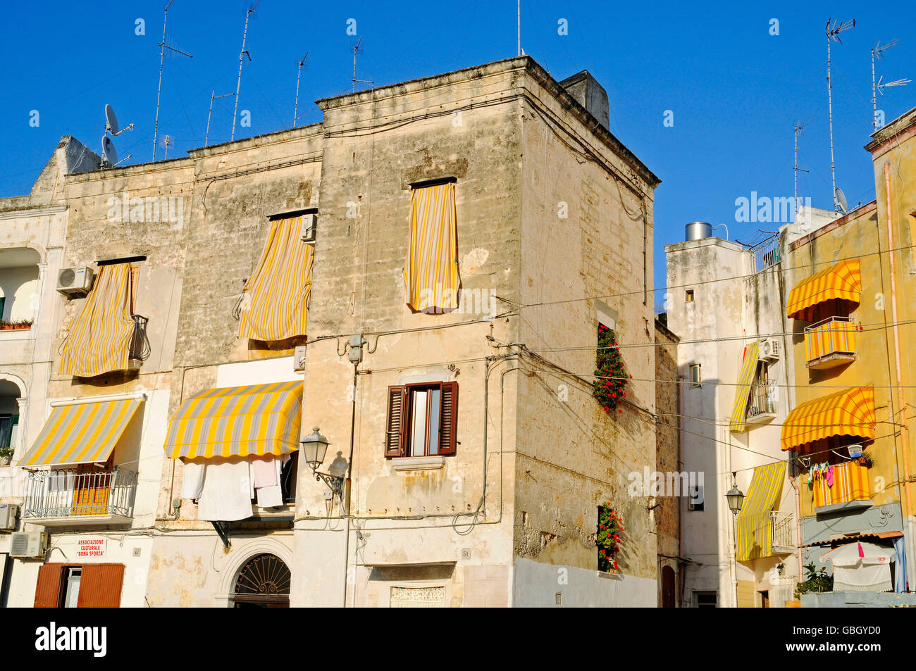 house facades, Bari Vecchia, historic city, Bari, Puglia, Italy Stock Photo