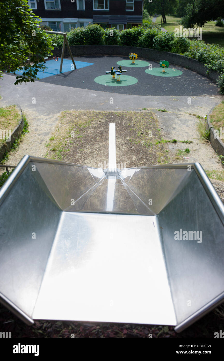 Childrens playground steep slide Stock Photo Alamy