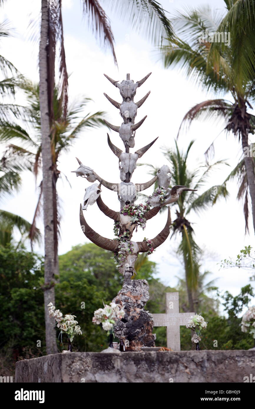 a traditional graveyard at the village of Raca in the east of East Timor in southeastasia. Stock Photo