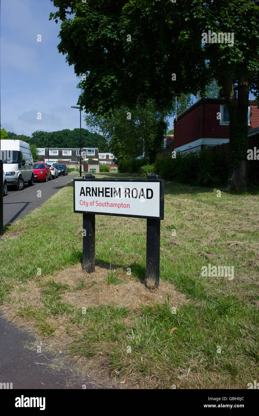 Arnheim road in Southampton a area of the city with road names named after WW2 areas Stock Photo