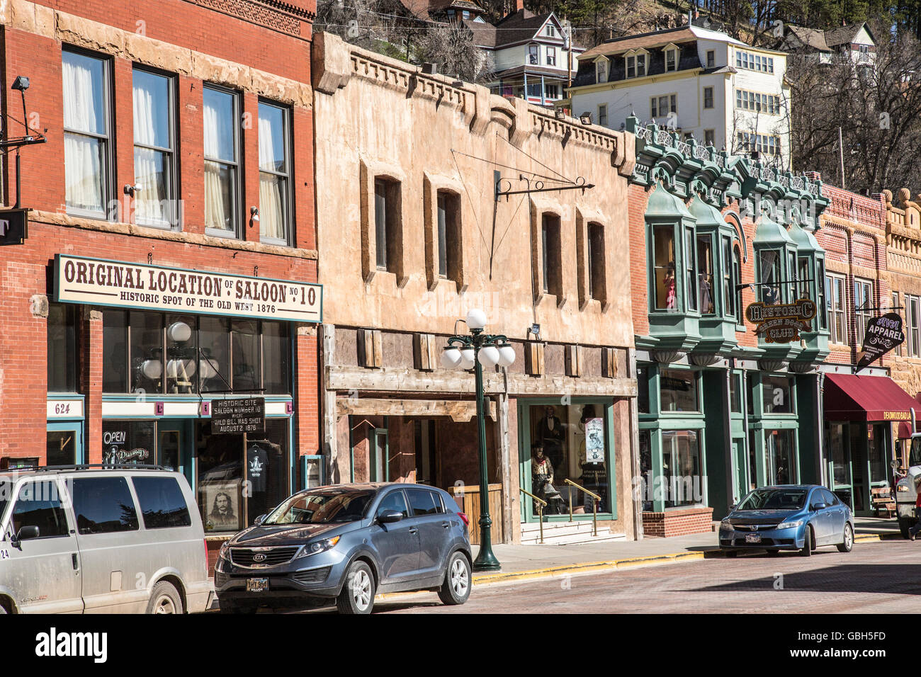 Stores ion Main Street in town of Deadwood South Dakota USA Stock Photo