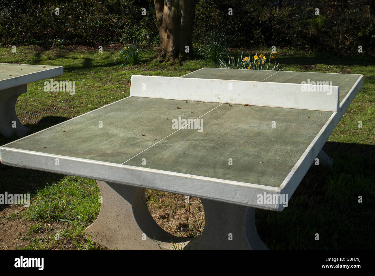Concrete table tennis table in childrens' recreation ground, Wonersh