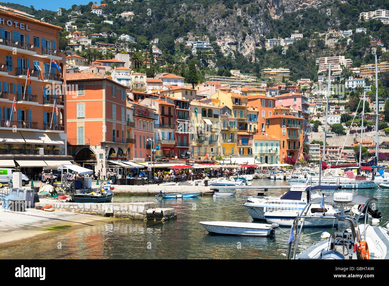 The marina at Villefranche-sur-Mer, Cote d'Azur, French Riviera, France Stock Photo
