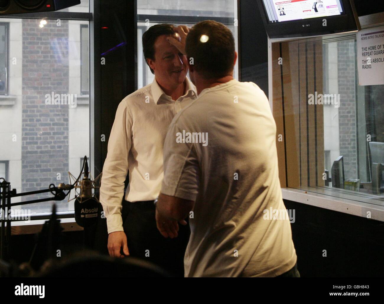 David Cameron visits Absolute Radio - London Stock Photo