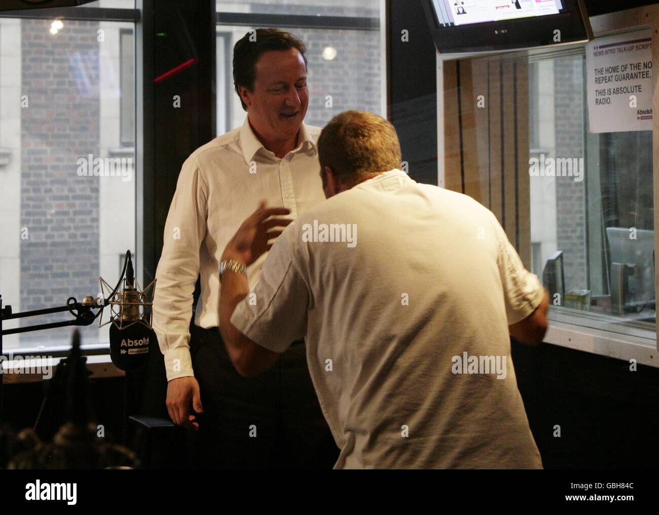 David Cameron visits Absolute Radio - London Stock Photo