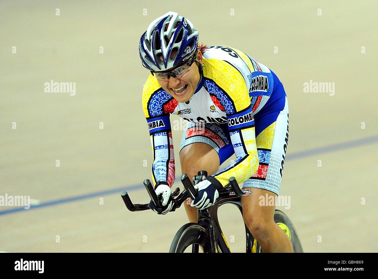 Colombia's Diana Maria Garica Orrego during the Women's 500m Time Trail during the 2009 UCI World Track Cycling Championships at the BGZ Arena Velodrome in Pruszkow, Poland. Stock Photo