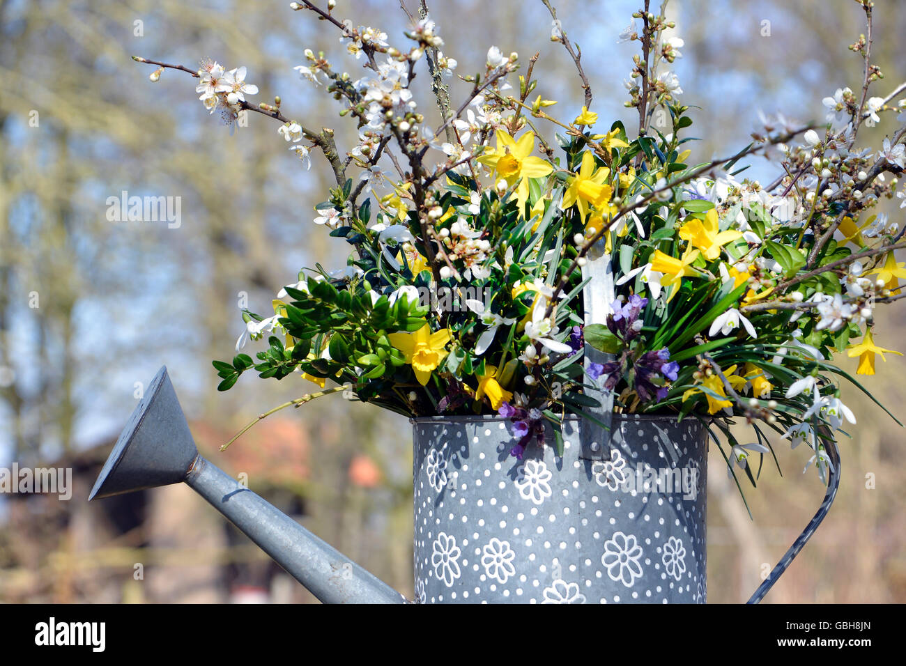 Girl watering flower garden hi-res stock photography and images - Alamy