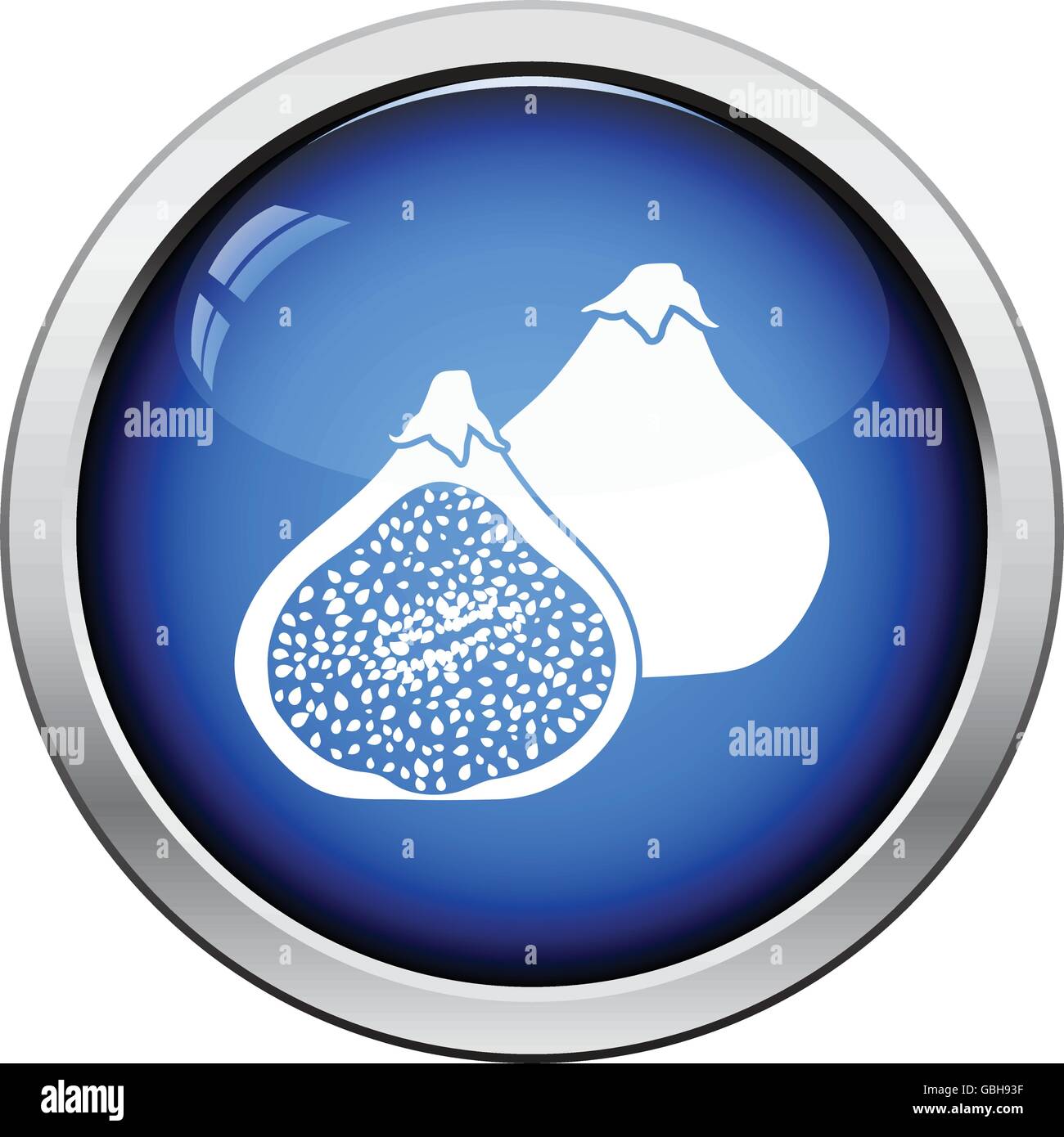 Icon of Fig fruit. Glossy button design. Vector illustration. Stock Vector