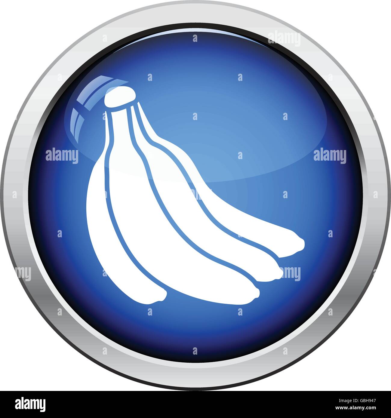 Icon of Banana. Glossy button design. Vector illustration. Stock Vector