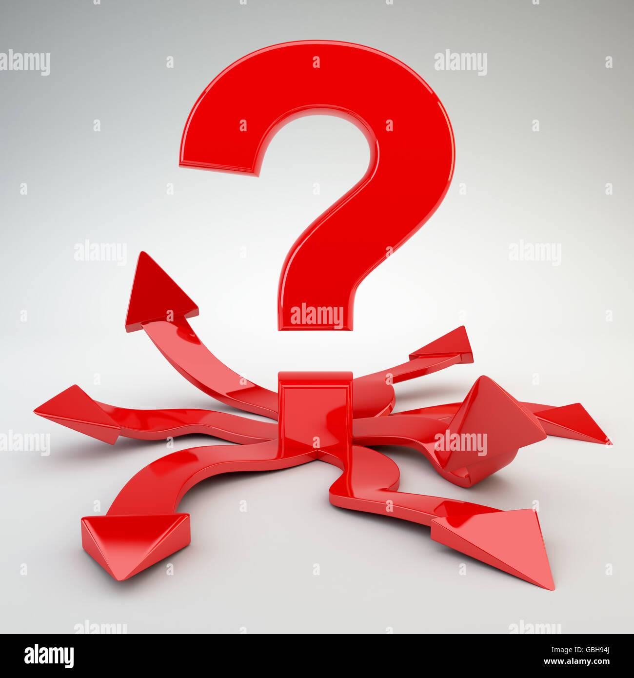 Question mark with many options Stock Photo