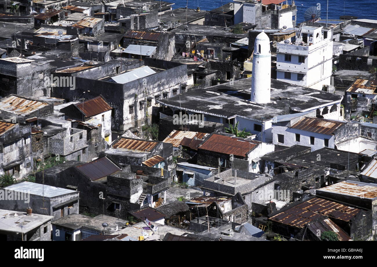 the city of Moutsamudu on the Island of Anjouan on the Comoros Ilands in the Indian Ocean in Africa. Stock Photo