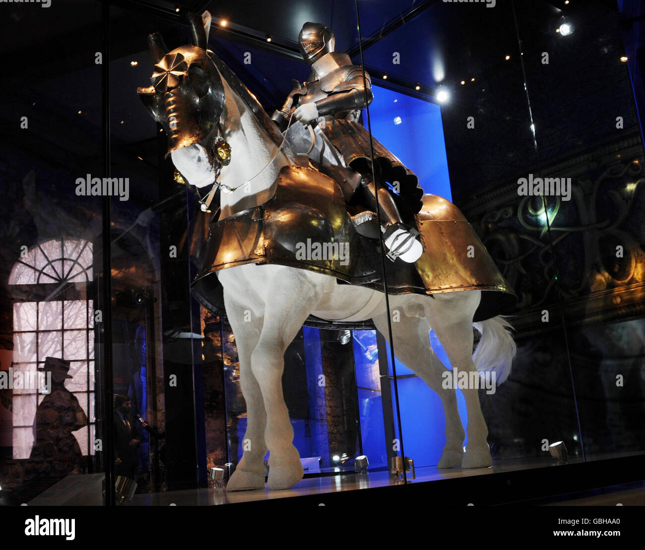 Flemish engraved and embossed 'Burgundian Bard', or horse armour, presented to a youthful Henry VIII by Holy Roman Emperor Maximilian 1 in about 1511-15. Stock Photo