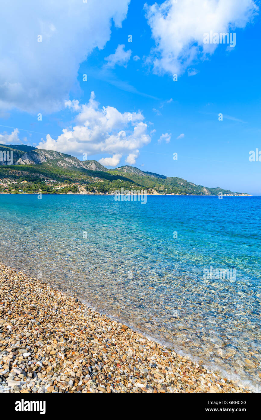 Crystal clear sea on Kokkari beach, Samos island, Greece Stock Photo