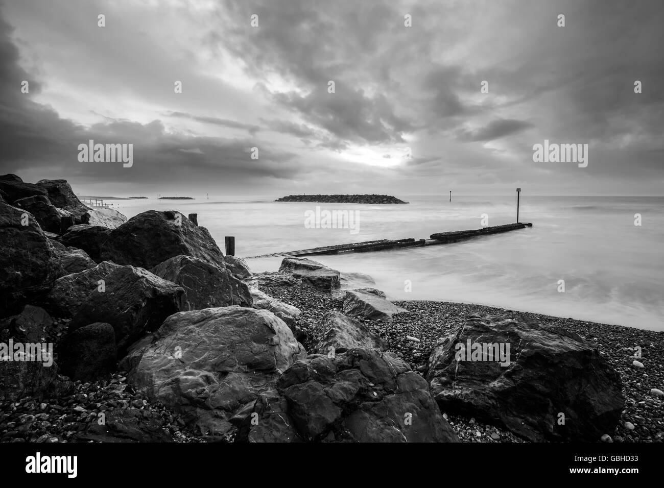 Black and White of the Middleton on sea Stock Photo