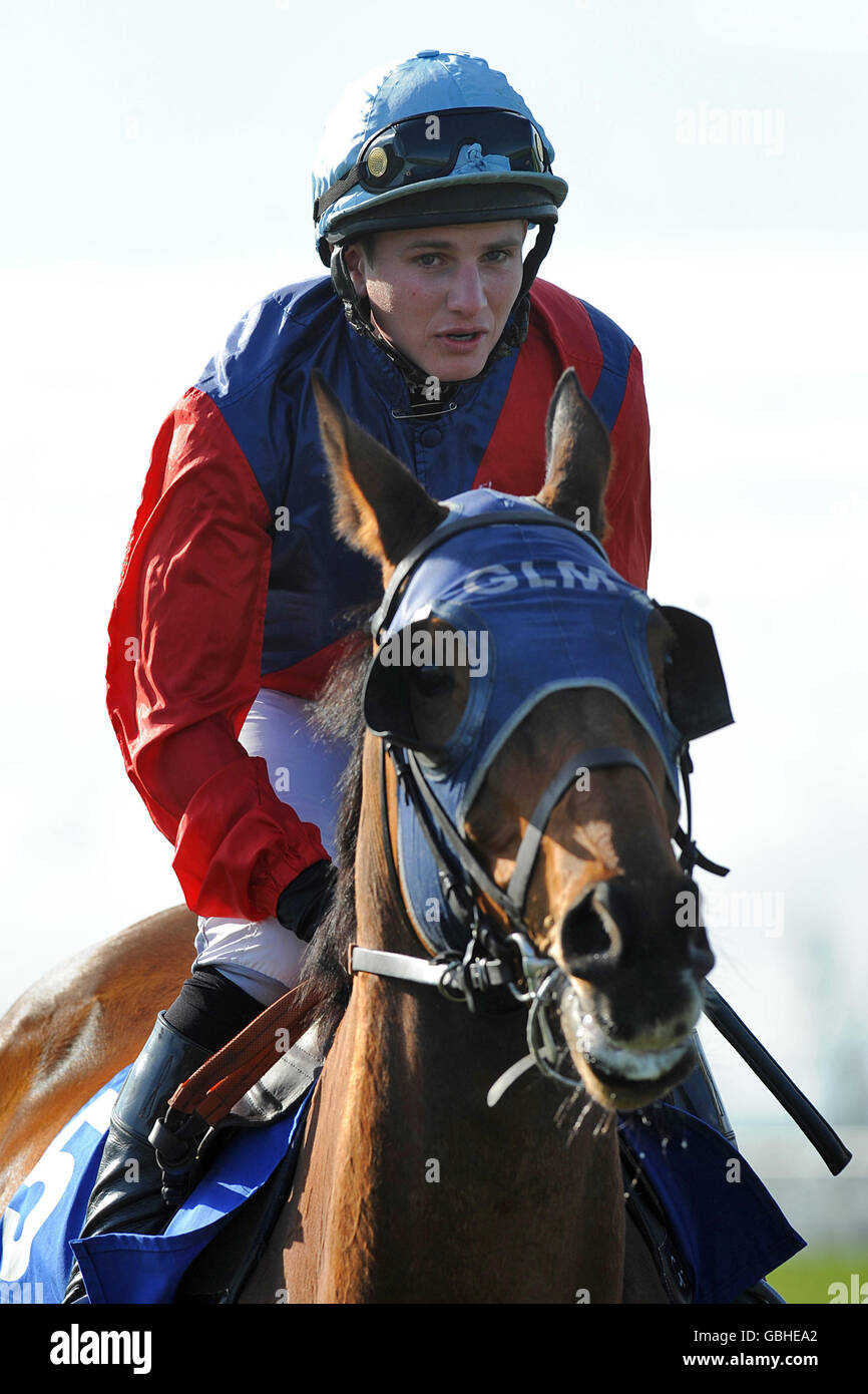 Randwick Roar ridden by jockey Jamie Moore going to post prior to the Thales Handicap Chase. Stock Photo