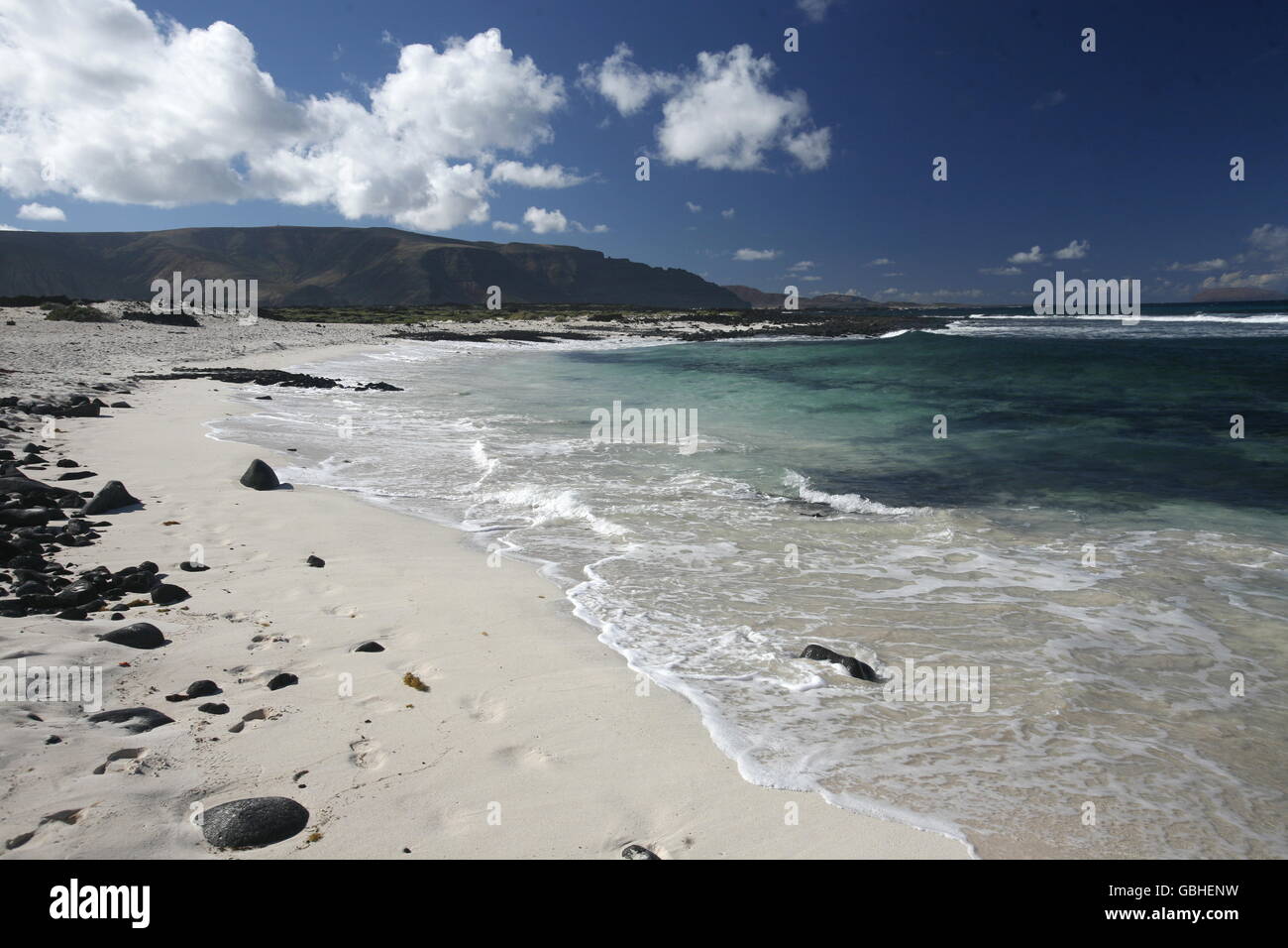 the Beach  Bajo de los Sables near the village of  Playa de la Canteria on the Island of Lanzarote on the Canary Islands of Spai Stock Photo