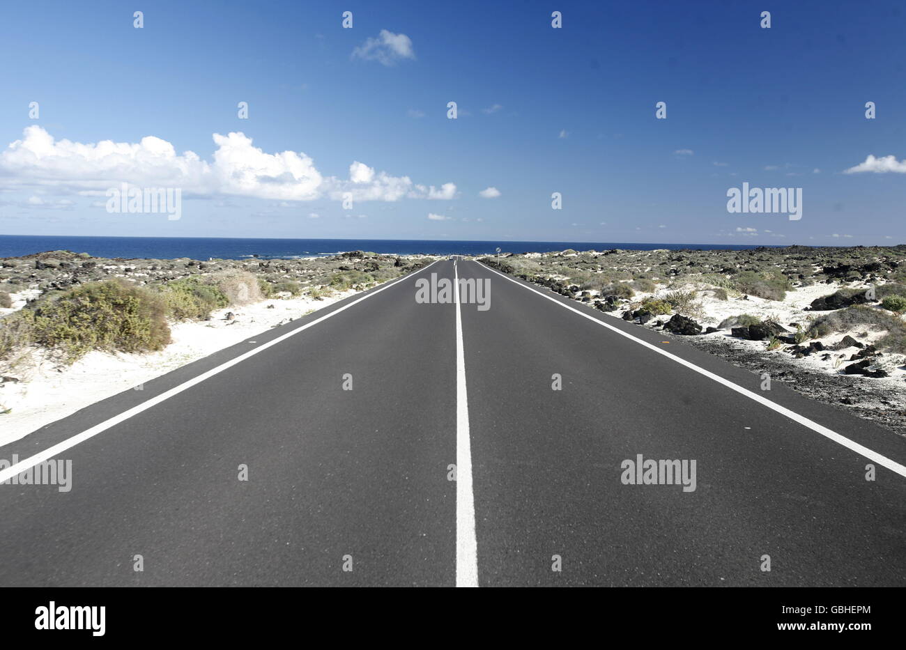 a road on the Island of Lanzarote on the Canary Islands of Spain in the Atlantic Ocean. on the