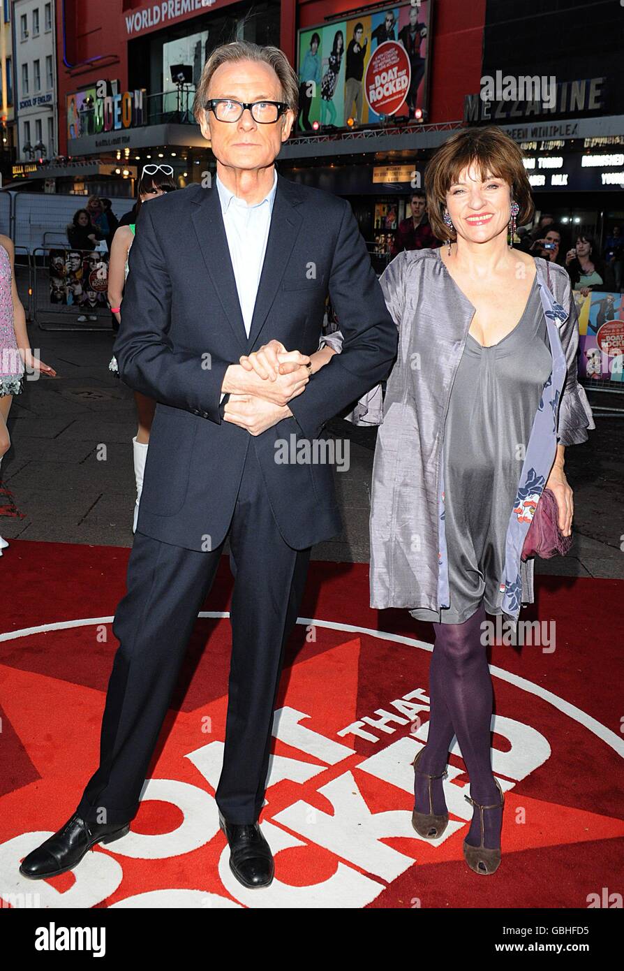 Bill Nighy (left) and Diana Quick arriving for the premiere of The Boat That Rocked at the Odeon Leicester Square, London. Stock Photo