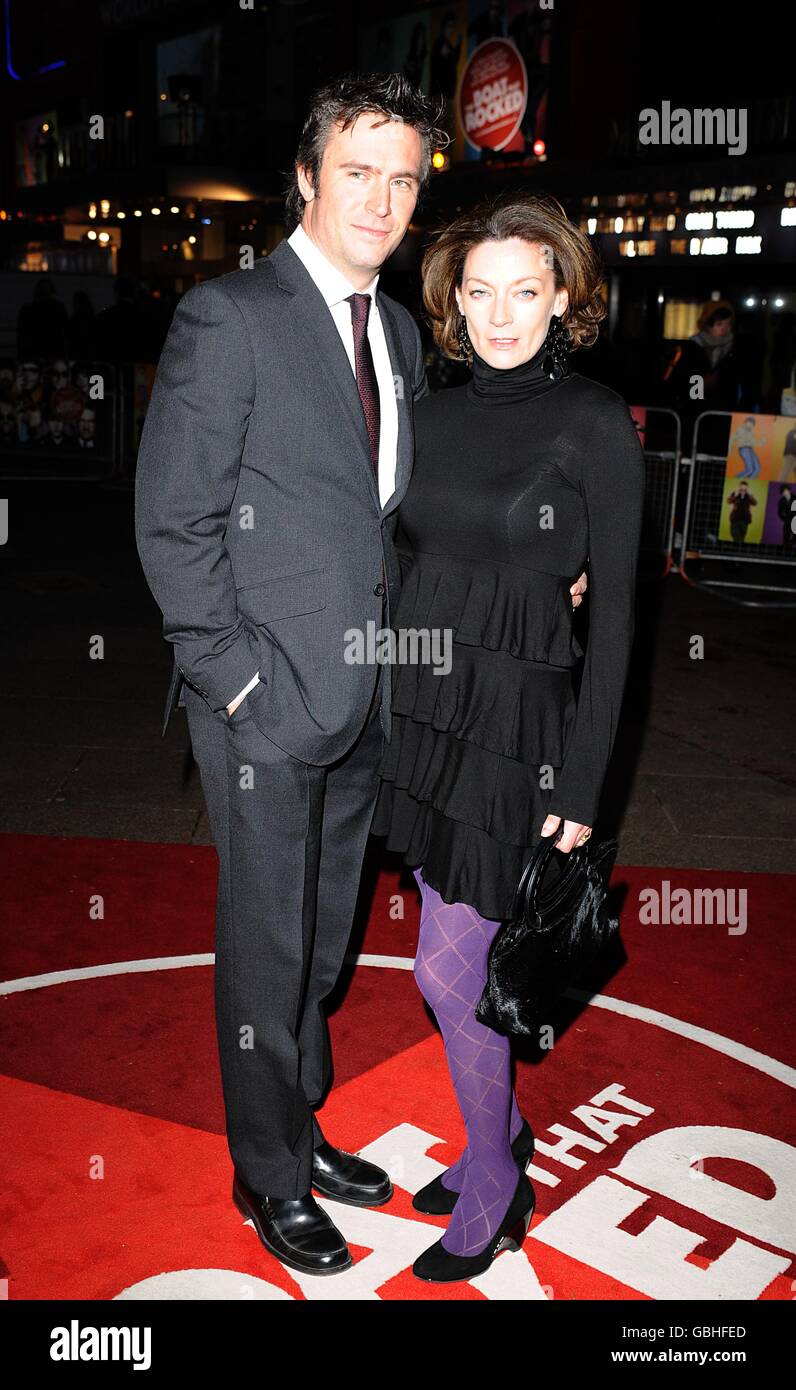 Jack Davenport and Michelle Gomez arriving for the premiere of The Boat That Rocked at the Odeon Leicester Square, London. Stock Photo