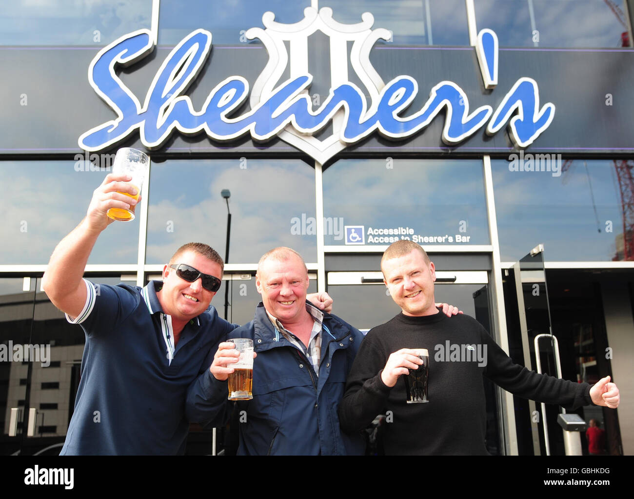 Newcastle united fans outside shearers bar at st james park hires stock photography and images