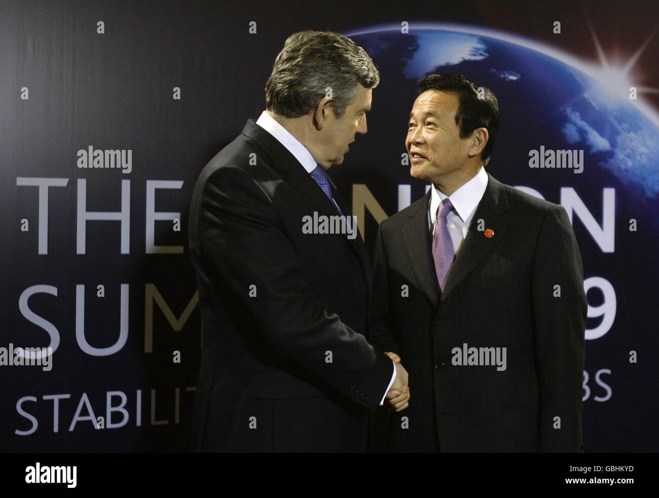 Prime minister taro aso arrives hi-res stock photography and