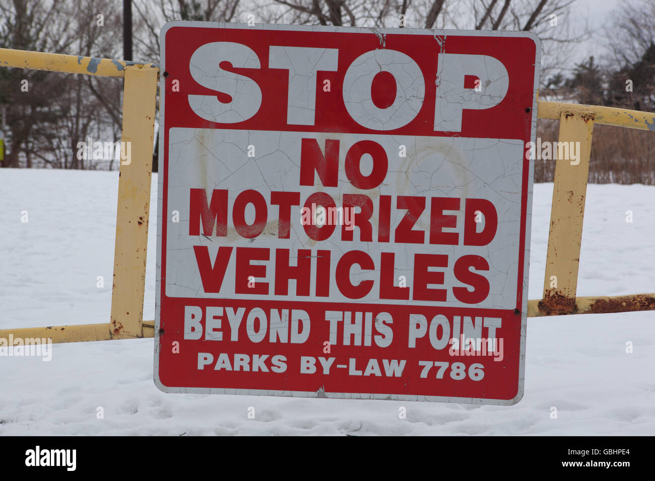 No Motorized Vehicles Sign Stock Photo