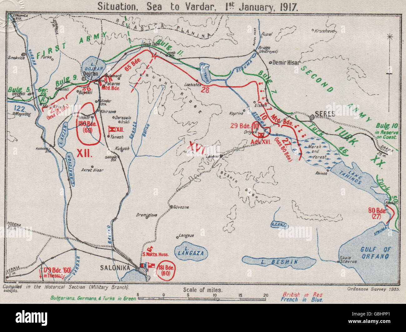 FIRST WORLD WAR Macedonian front. 1st January 1917. Thessaloniki, 1935