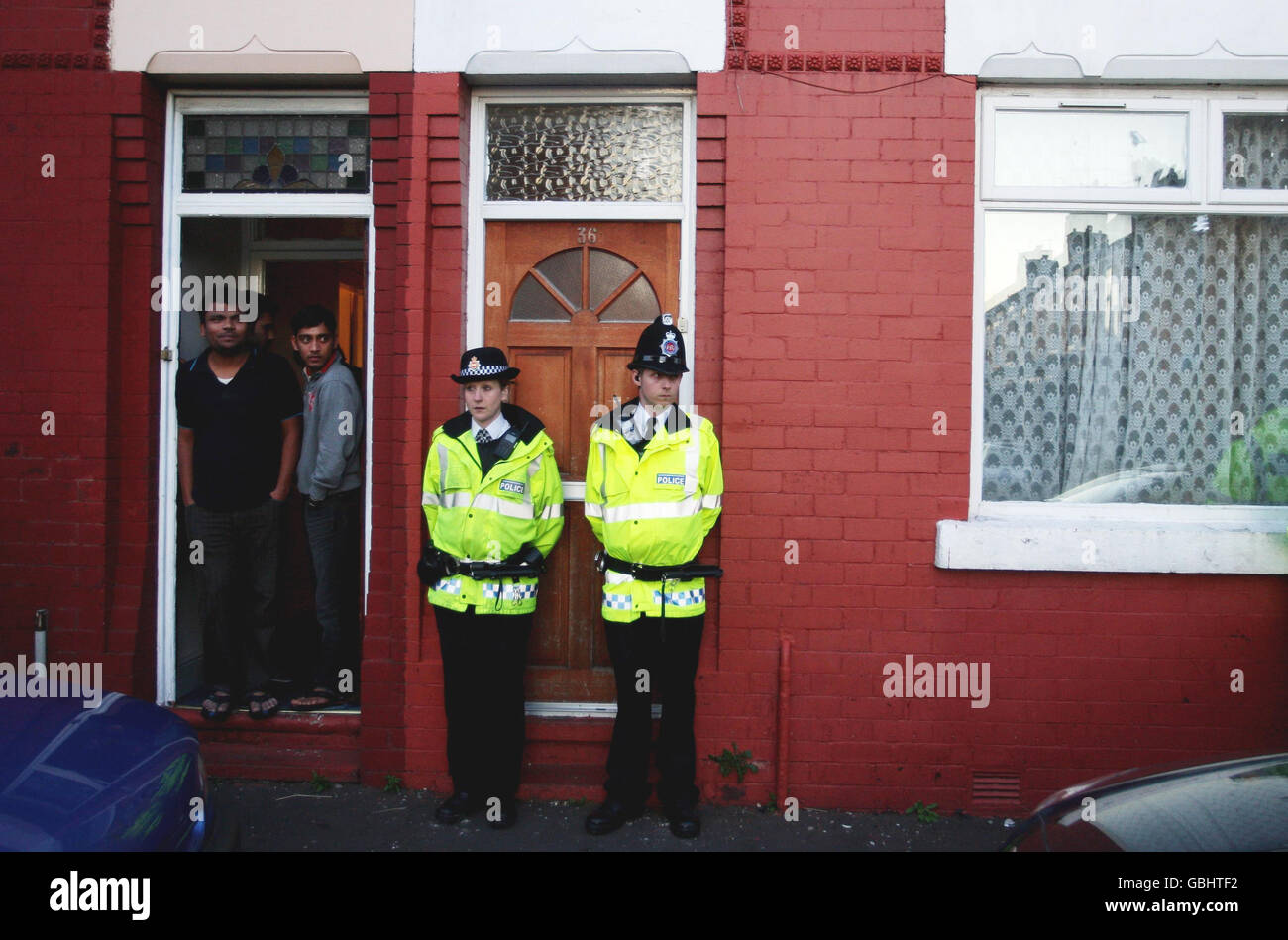 Police at the scene of an address in Galsworthy Ave, Cheetham Hill