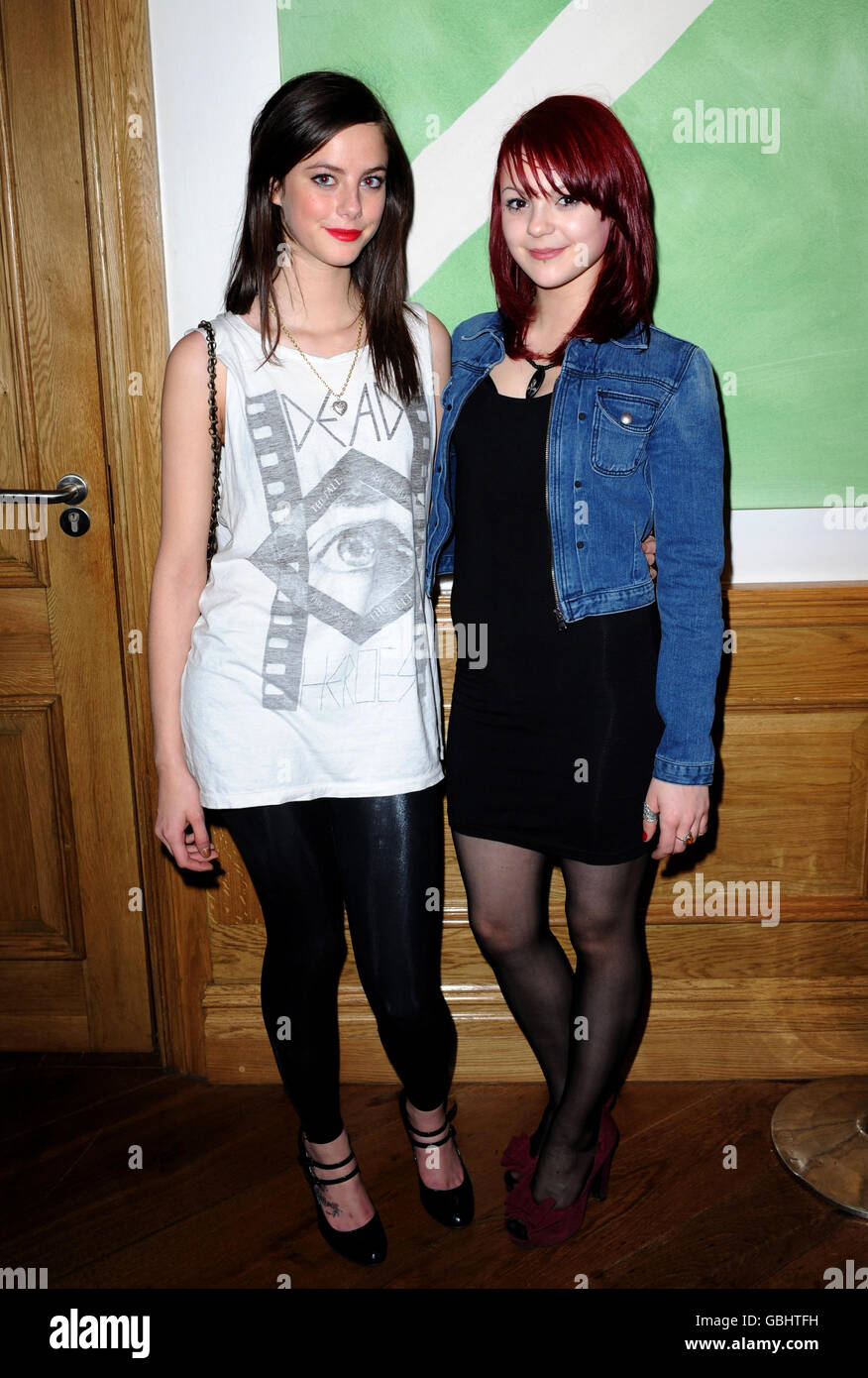 Kaya Scodelario (left) and Kathryn Prescott of TV show Skins arrive for the VIP screening of I Love You, Man at the Soho Hotel in central London. Stock Photo