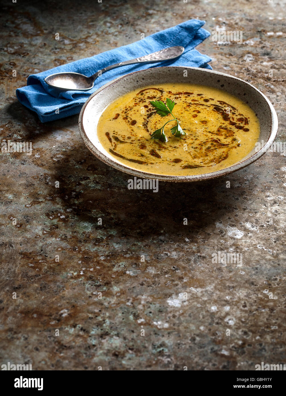 Red lentil soup Stock Photo