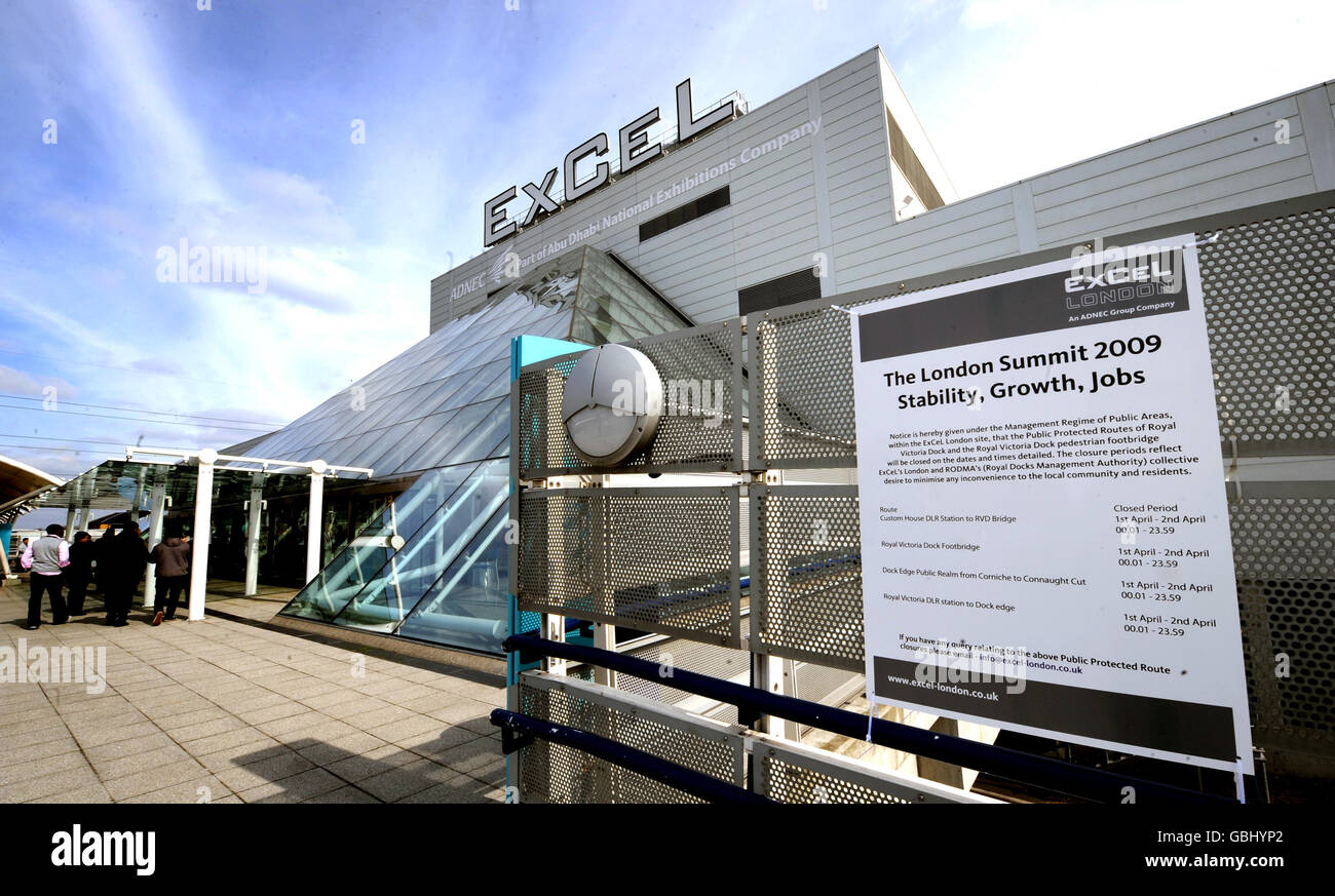 General view of the Excel Conference Centre in East London, which