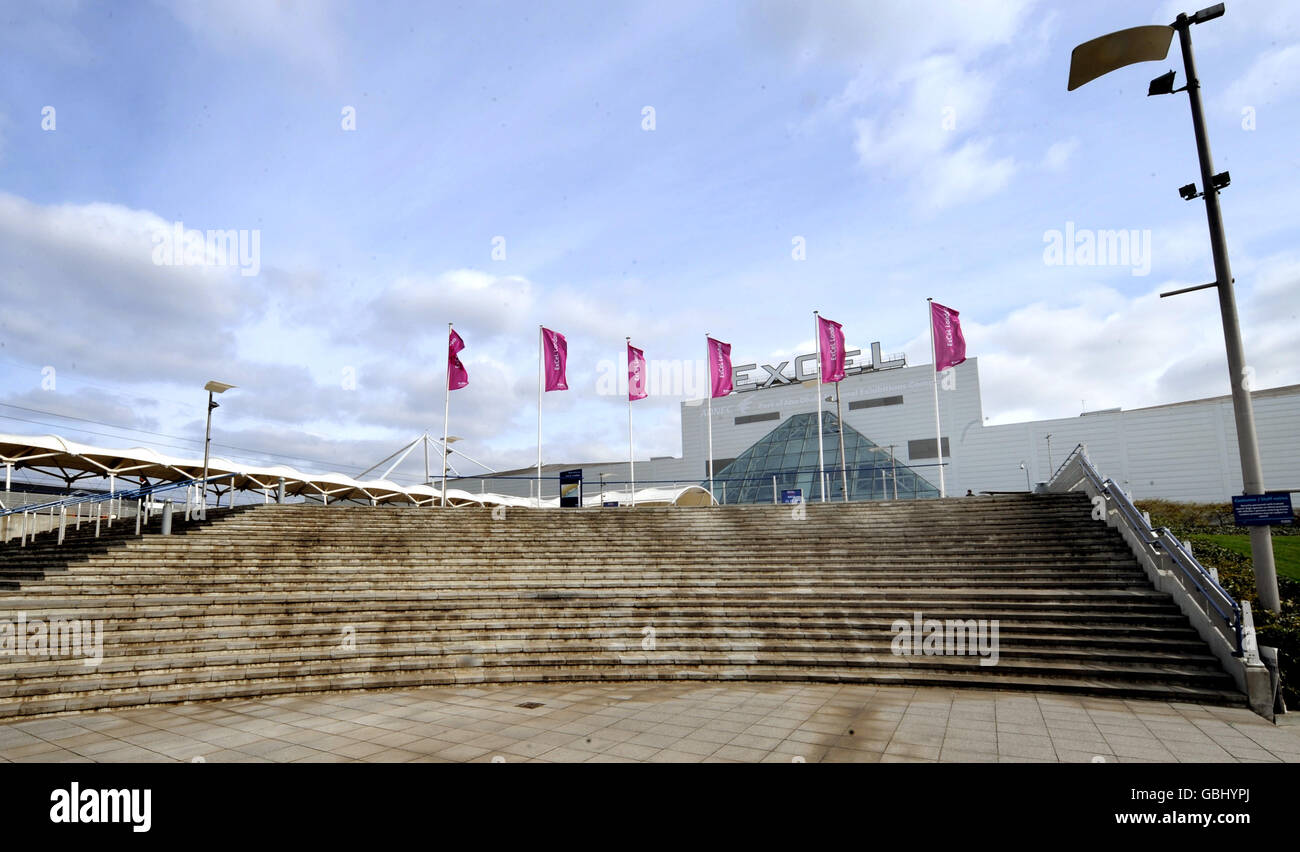 General view of the Excel Conference Centre in East London, which