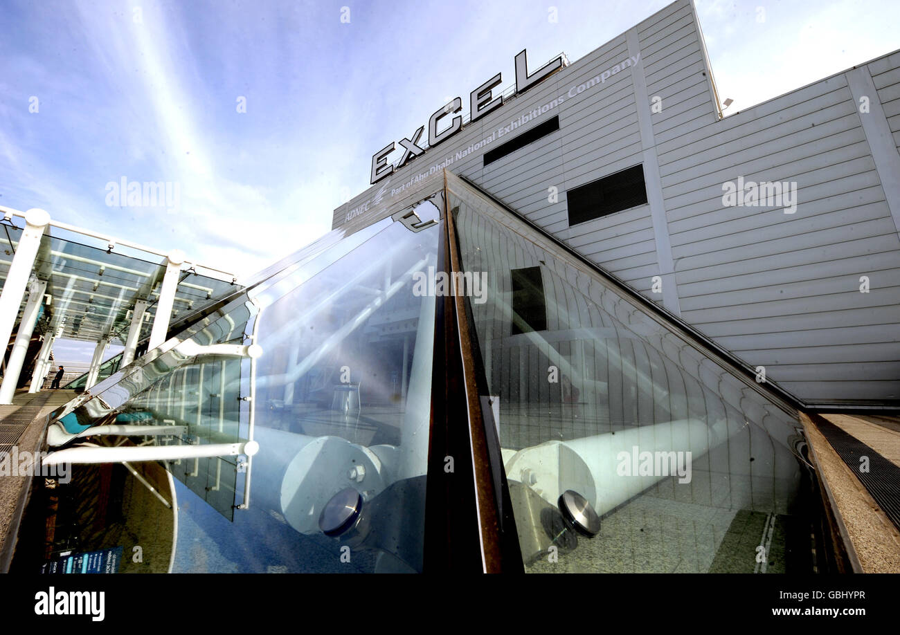 General view of the Excel Conference Centre in East London, which