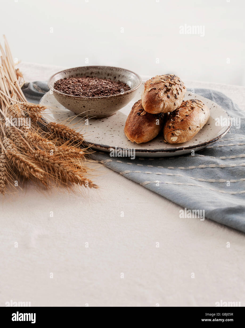 Pita bread with flax seeds and cereals Stock Photo