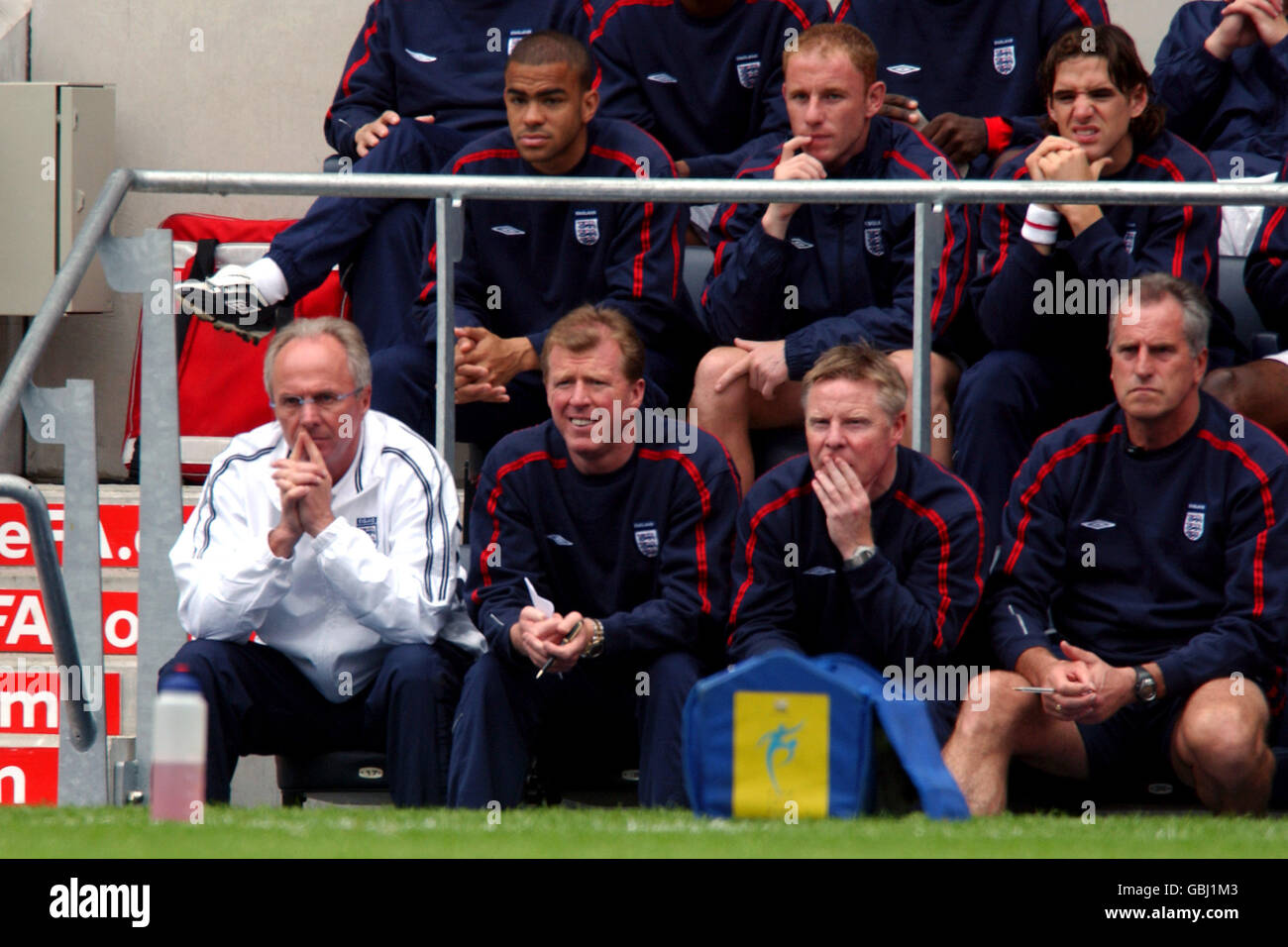 England's Manager Sven Goran Eriksson (l) watches the action from the ...