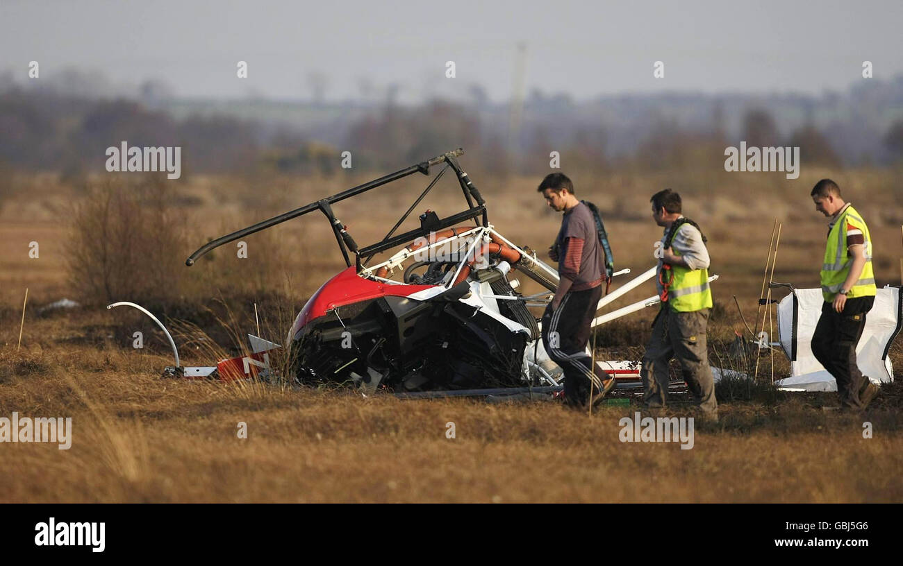 The scene where two men were killed in a helicopter crash at the Bog of